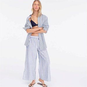 J Crew Wide-Leg Linen Pants in Stripes
